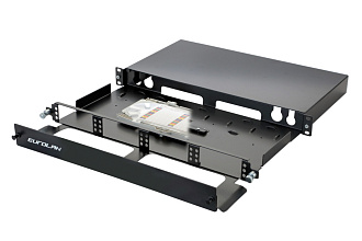 Панель 19'' Q-SLOT, 1U, выдвижная, 4 слота, корпус, поддерживающий организатор