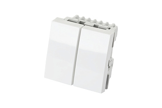 Выключатель двухклавишный 45 × 45 мм 10 A – 250 В, белый