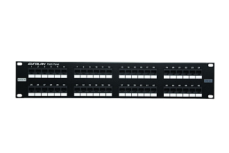 Коммутационная панель 19” моноблочная, категория 5е, UTP, 2U, 48 портов, черный