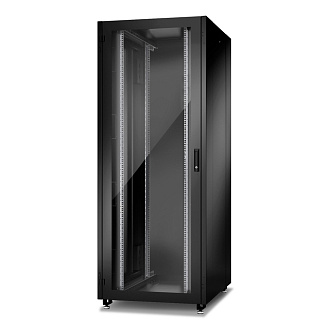Шкаф Racknet N2000 18U 800 × 1000, передняя дверь стеклянная одностворчатая, задняя дверь металлическая двустворчатая, черный