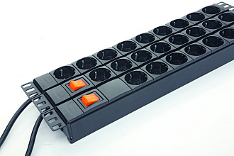 Блок распределения питания базовый 19" 1U 16/230, 8 Schuko, Schuko, шнур 1.8 метр, выключатель