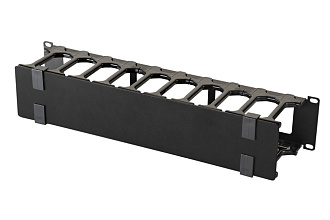 Горизонтальный организатор повышенной емкости 19", 2U, с крышкой, черный