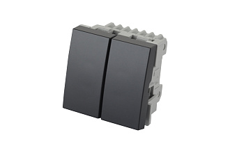 Выключатель двухклавишный 45 × 45 мм 10 A – 250 В, графитовый черный