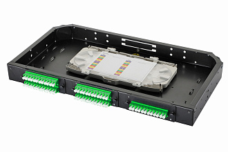 Комплект планка Q-SLOT с 6 адаптерами дуплекс LC OS2, монтажные шнуры, APC, КДЗС