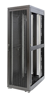 Шкаф Rackcenter D9000 48U 600 × 1000, передняя дверь перфорированная одностворчатая, задняя дверь перфорированная двустворчатая, черный