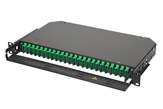 Оптическая панель серии 47C-24, 19'' 1U фиксированная, корпус на 24 адаптера, 4 дуплекс SC/APC адаптера, OS2