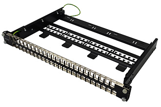 Выдвижная коммутационная панель 19” наборная, UTP/FTP, 1U, 48 портов, черный