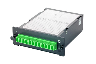 Кассета Q-SLOT 12×LC APC на 1×MPO(12) (male) OS2, полярность A, черный