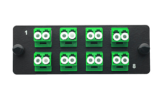 Комплект планка Q-SLOT с 8 адаптерами дуплекс LC OS2, монтажные шнуры, APC, КДЗС