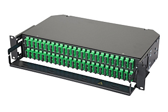 Оптическая панель серии 47E-48, 19'' 2U фиксированная, корпус на 48 адаптеров, 48 дуплекс SC/APC адаптеров, OS2
