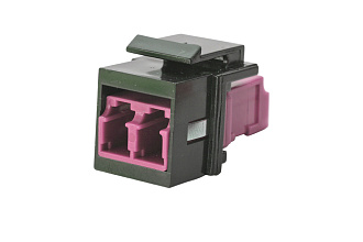 Модуль keystone с оптическим адаптером дуплекс LC, OM4, форм-фактор keystone черный, адаптер пурпурный