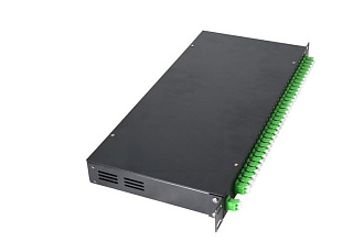 Оптическая панель, 19'' 1U фиксированная, PLC 2 × 32, 2 сплиттера, разъемы LC/APC