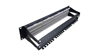 Коммутационная панель 19” моноблочная, категория 6, UTP, 2U, 48 портов, черный