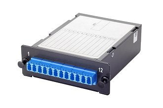 Кассета Q-SLOT 12×LC на 1×MPO(12) (male) OS2, полярность A, черный