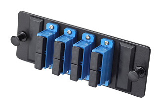 Комплект планка Q-SLOT с 4 адаптерами дуплекс SC OS2, монтажные шнуры, КДЗС