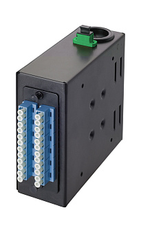 Панель на DIN-рейку Q-SLOT MPO, 24 × LC — 1 × 24 MPO, фиксированные, OS2, APC