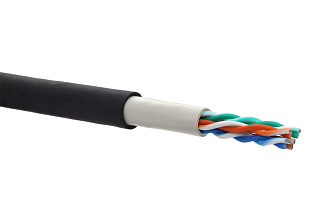 Кабель Industrial категории 5e, U/UTP 4 парный, двойная оболочка, многопроволочный, HF, маслостойкий, черный, катушка 500 м