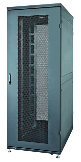 Дверь серия D9000, 48U, ширина 750 мм, перфорированная одностворчатая, черный