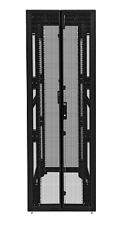 Шкаф Rackcenter D9000 48U 750 × 1200, передняя дверь перфорированная двустворчатая, задняя дверь перфорированная двустворчатая, без боковых стенок, черный