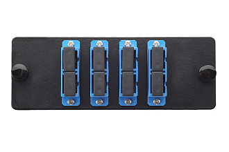 Комплект планка Q-SLOT с 4 адаптерами дуплекс SC OS2, монтажные шнуры, КДЗС