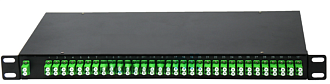Оптическая панель, 19'' 1U фиксированная, PLC 2 × 32, 2 сплиттера, разъемы LC/APC
