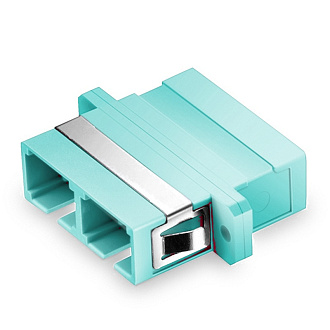 Оптический адаптер, OM3, дуплекс SC, с фланцами, бирюзовый