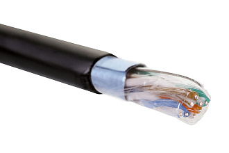 Кабель категории 5e, F/UTP, 4 пары, 24 AWG, нг(A)-HF, внешней/внутренней прокладки, черный, коробка 305 м