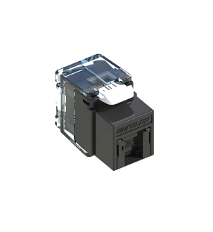 Модуль UTP категории 6 keystone, безынструментальный, со шторкой, черный