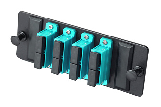 Комплект планка Q-SLOT с 4 адаптерами дуплекс SC OM3, монтажные шнуры, КДЗС