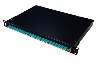Оптическая панель серии 47B-24, 19'' 1U выдвижная, корпус на 24 адаптера, 16 дуплекс LC адаптера, OM3