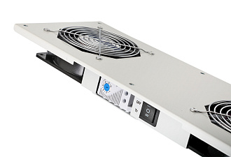 Модуль вентиляторный потолочный, 2 вентилятора, термореле, 3 положения, серый