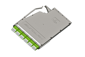 Кассетный модуль серии CORE 12, 12 × LC OM5, КДЗС, сплайс-кассета, монтажные шнуры