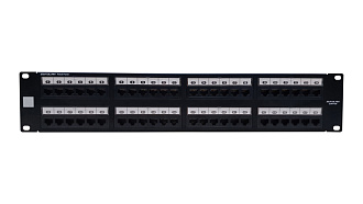 Коммутационная панель 19” моноблочная, категория 6, UTP, 2U, 48 портов, черный