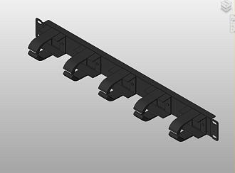 Горизонтальный организатор 19", 1U, с пластиковыми кольцами, черный