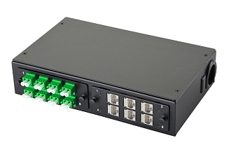 Комплект планка Q-SLOT с 8 адаптерами дуплекс LC OS2, монтажные шнуры, APC, КДЗС