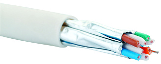 Кабель категории 6A, U/FTP, 4 пары, нг(A)-HF, индивидуально экранированные пары, внутренней прокладки, белый, катушка 500 м