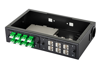 Комплект планка Q-SLOT с 8 адаптерами дуплекс LC OS2, монтажные шнуры, APC, КДЗС