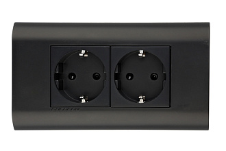 Розетка 2P+E немецкий стандарт 45 × 45 мм, с защитными шторками, графитовый черный