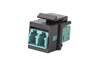 Модуль keystone с оптическим адаптером дуплекс LC, OM3, форм-фактор keystone черный, адаптер бирюзовый