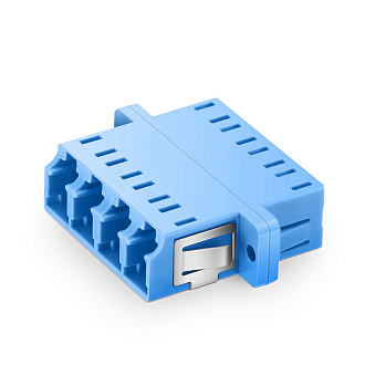 Оптический адаптер OS2, квадро LC, с фланцами, синий