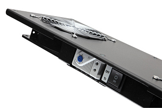 Модуль вентиляторный потолочный, 2 вентилятора, термореле, 3 положения, черный