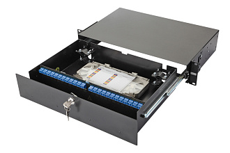 Оптическая панель серии 47F-48, 19'' 2U выдвижная, корпус на 48 адаптеров, 4 дуплекс LC адаптера, OS2