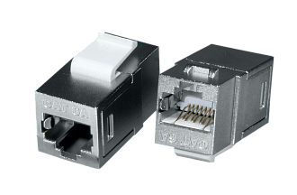 Проходной адаптер RJ45-RJ45, FTP категории 6A keystone, серебристый