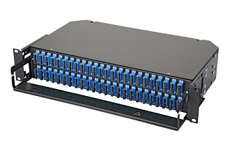Оптическая панель серии 47E-48, 19'' 2U фиксированная, корпус на 48 адаптеров, 32 дуплекс SC адаптера, OS2