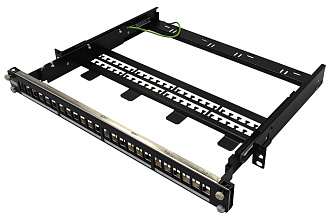 Выдвижная коммутационная панель 19” наборная, UTP/FTP, 1U, 24 порта, черный