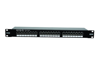 Коммутационная панель 19” моноблочная, категория 6, FTP, 1U, 24 порта, черный