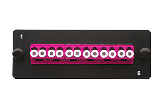 Комплект планка Q-SLOT с 6 адаптерами дуплекс LC OM4, монтажные шнуры, КДЗС