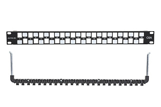 Коммутационная панель 19” наборная, UTP 6A, 1U, 24 порта, черный
