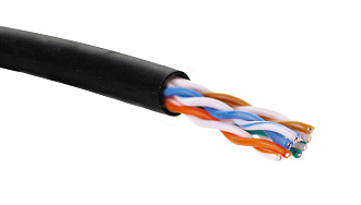 Кабель категории 5e, U/UTP, 4 пары, 24 AWG, нг(A)-HF, внутренней прокладки, черный, коробка 305 м