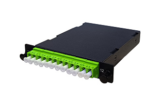 Кассета низкопрофильная Q-SLOT 12 × LC на 1 × MPO(12) (male) OM5, полярность А, черный